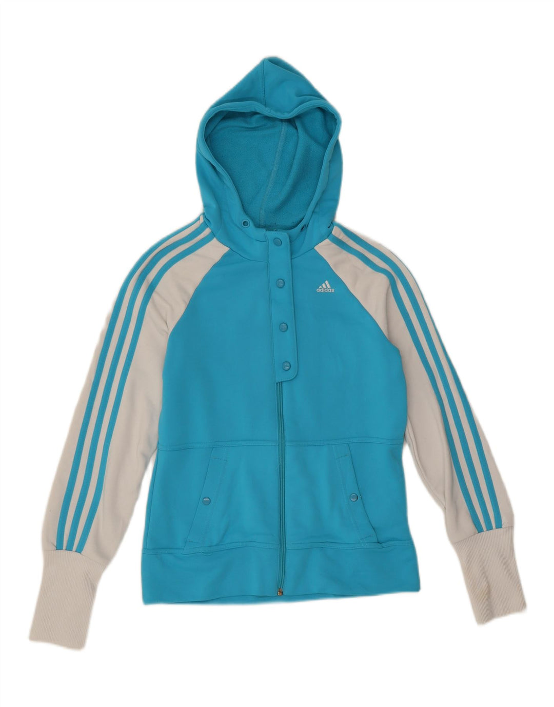 Adidas - Sudadera con capucha para mujer con cremallera, poliéster, color azul medio, Reino Unido 12