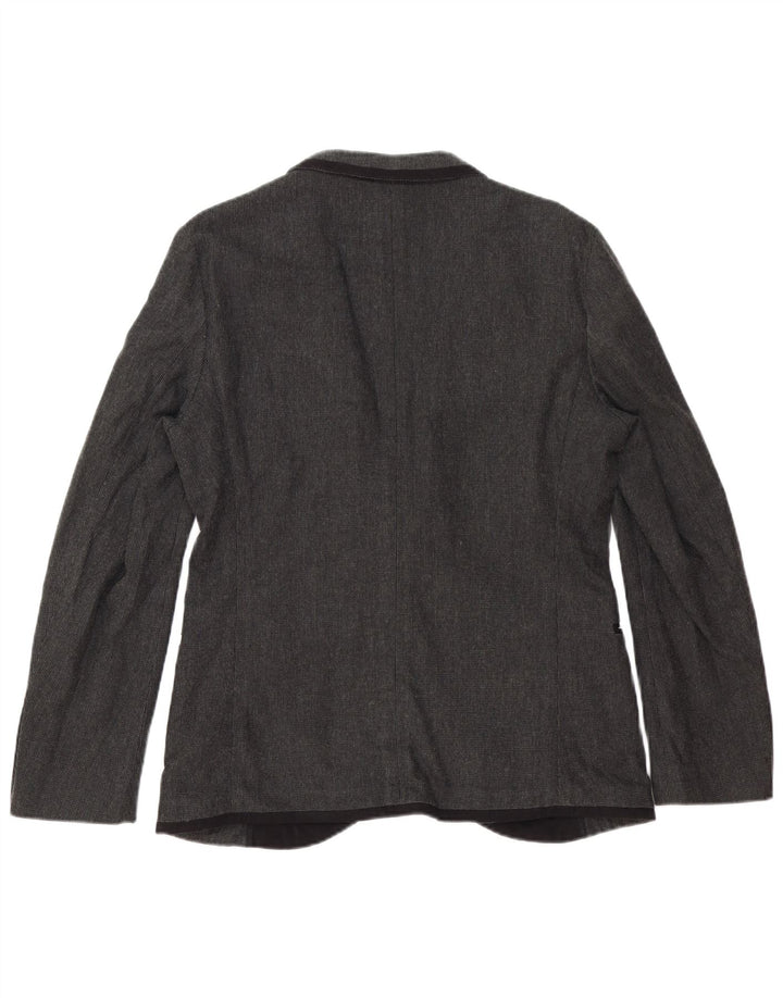 Zara Hombre Chaqueta Blazer De 1 Botón EU 50 Viscosa Gris Medio