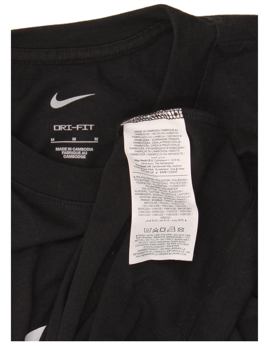 Nike Camiseta Dri Fit Graphic para Hombre Top Mediano Negro Poliéster