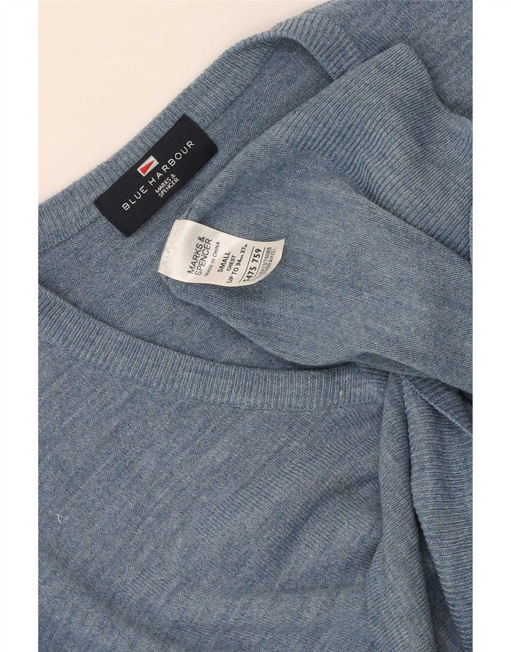 Marks & Spencer Suéter Azul Harbor con Cuello en V para Hombre Pequeño Moteado