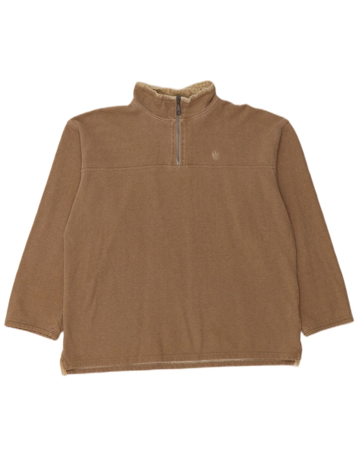 Sudadera con capucha y cuello con cremallera para hombre Fat Face Jersey de algodón beige medio