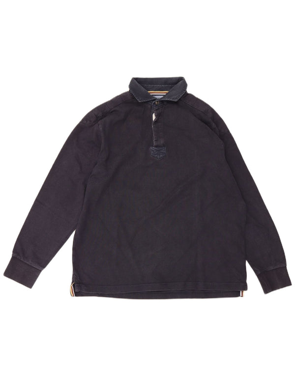 Howick Polo de rugby de manga larga para hombre, tamaño grande, algodón azul marino