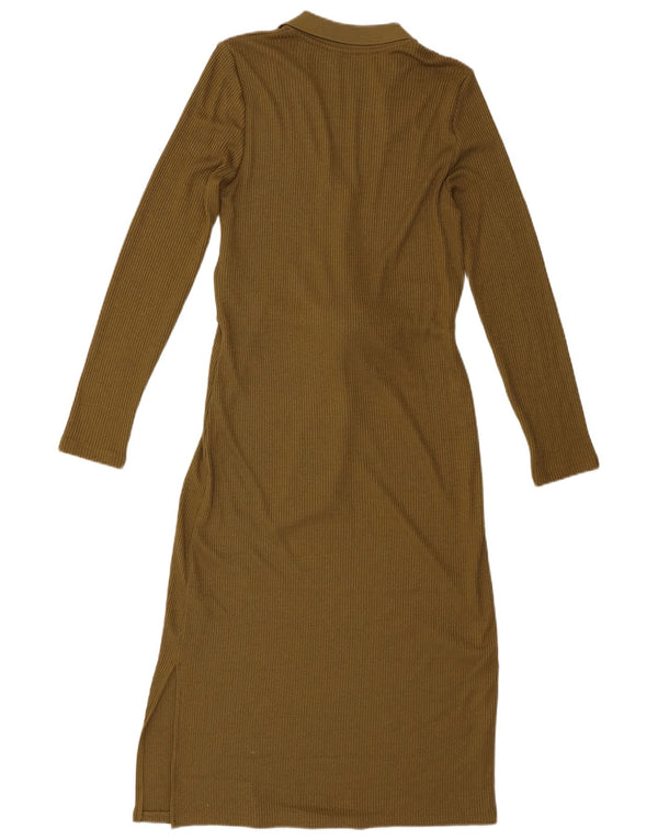Marks & Spencer Vestido tipo jersey de manga larga para mujer UK 8 Small Caqui Poliéster