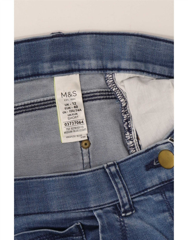 Marks & Spencer Vaqueros Rectos Desgastados para Mujer UK 12 Medium W28 L27 Azul
