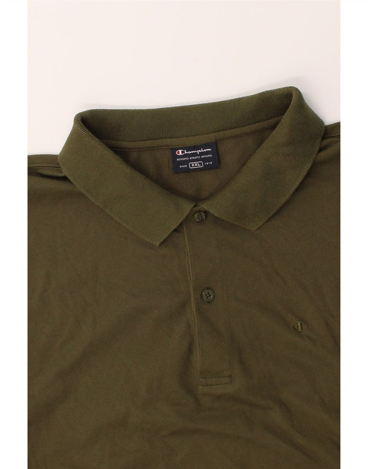 CHAMPION Mens Polo Shirt 2XL Khaki Cotton Vintage Champion and Second-Hand Champion from Messina Hembry 