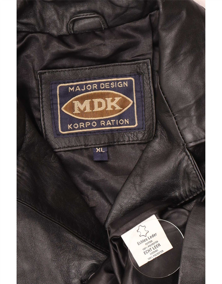 MDK Chaqueta Blazer de Cuero con 6 Botones para Mujer UK 40 XL Negro