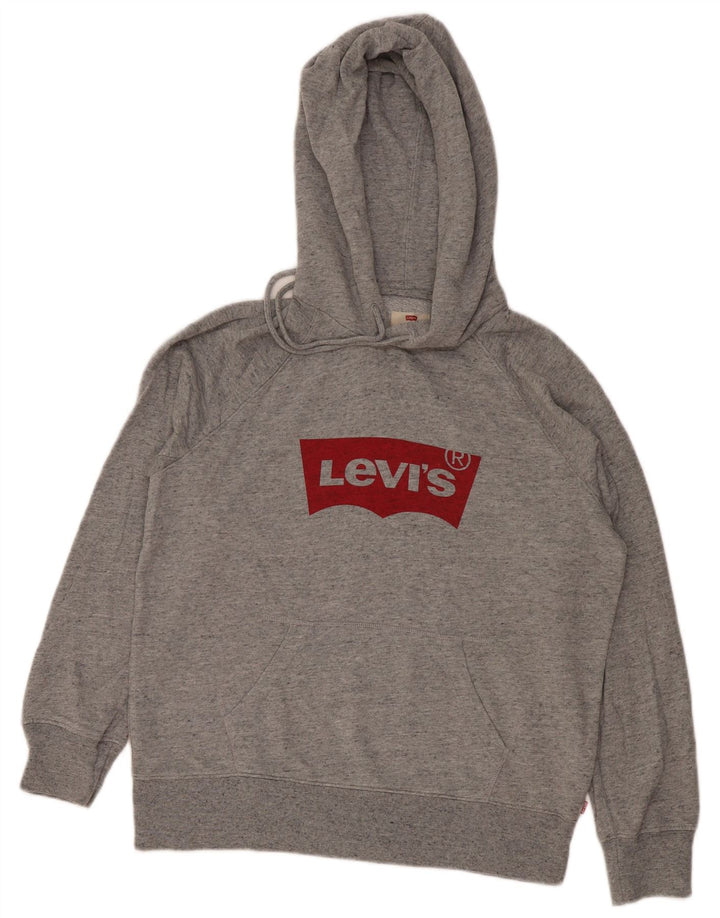 Levi's Jersey con capucha gráfica para hombre de algodón moteado gris pequeño