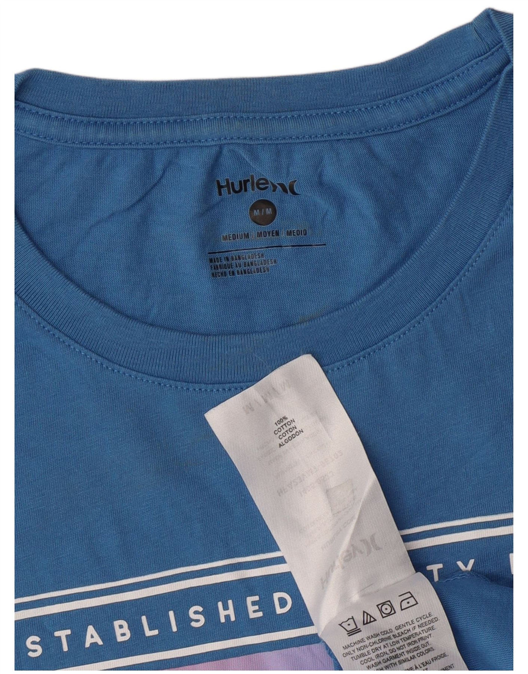 Hurley - Camiseta gráfica para hombre, parte superior de algodón azul medio