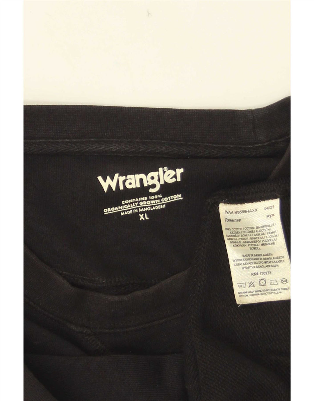 Wrangler Hombre Sudadera Jumper XL Negro Algodón