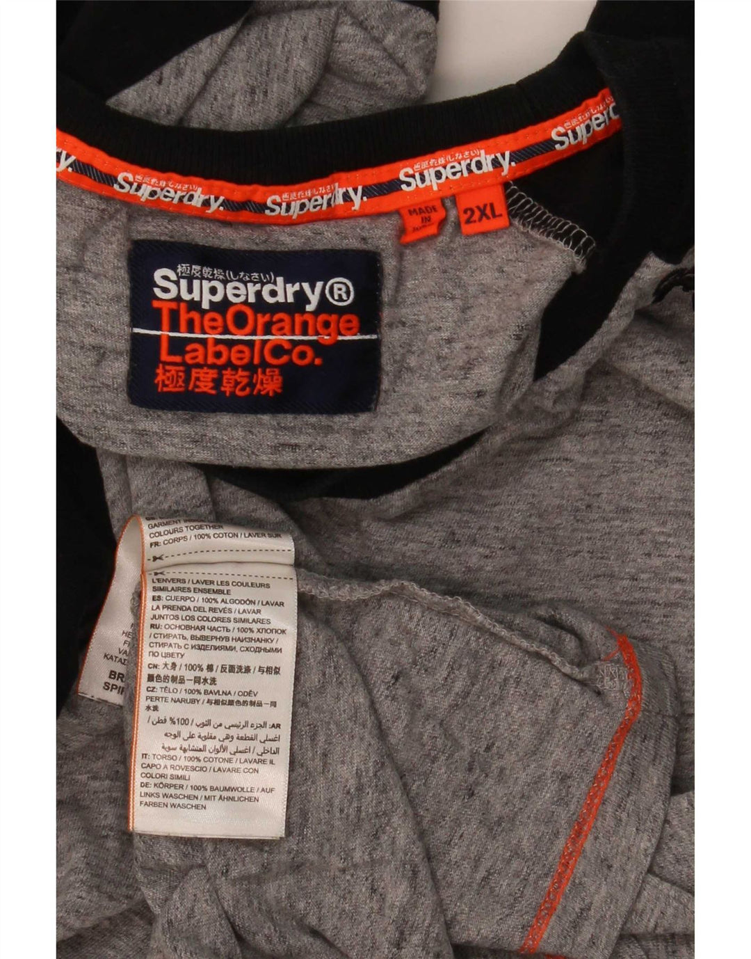 Superdry Camiseta de manga larga para hombre, talla 2XL, algodón gris color block