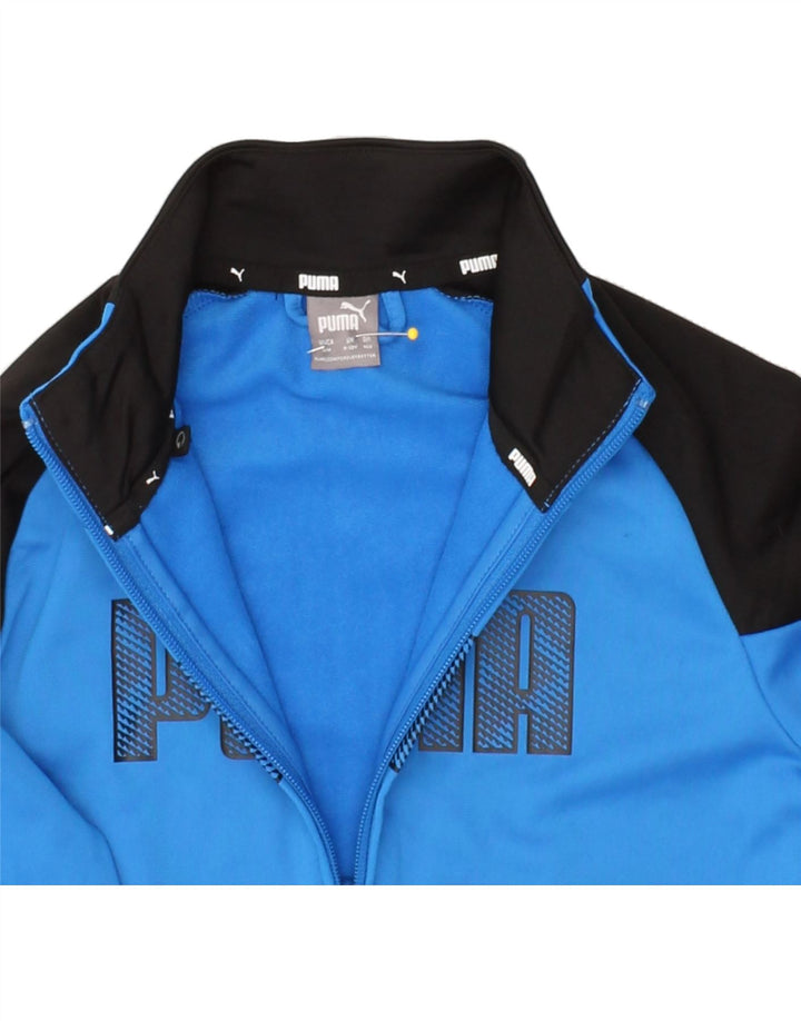 PUMA Boys Graphic Tracksuit Top Jacket 9-10 Years Medium Blue Colourblock Vintage Puma and Second-Hand Puma from Messina Hembry 