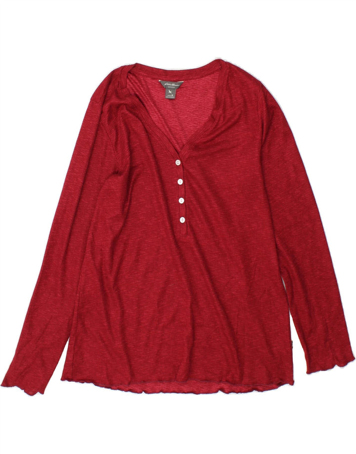 EDDIE BAUER Womens Top Long Sleeve UK 12 Medium Red Polyester Vintage Eddie Bauer and Second-Hand Eddie Bauer from Messina Hembry 