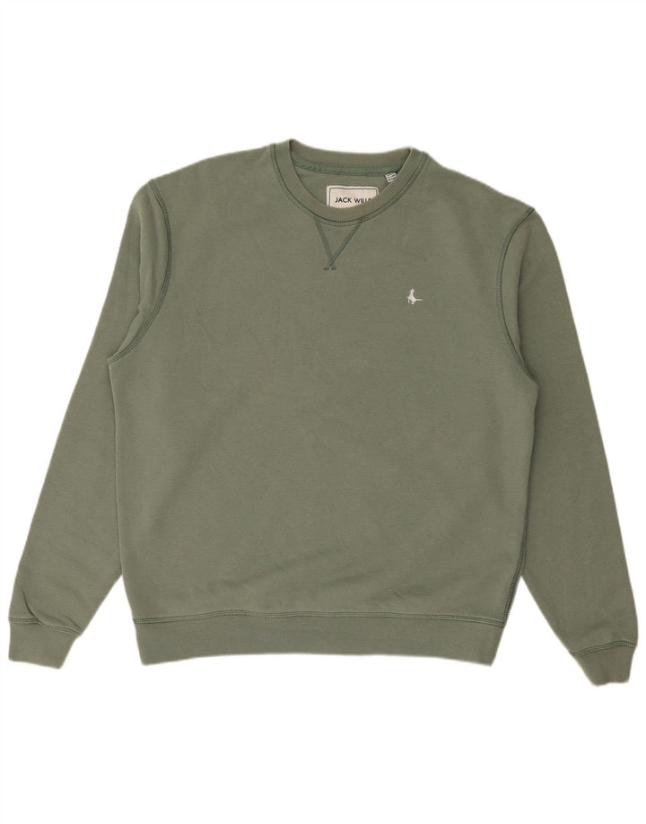 JACK WILLS Hombre Sudadera Jumper Medium Khaki Algodón