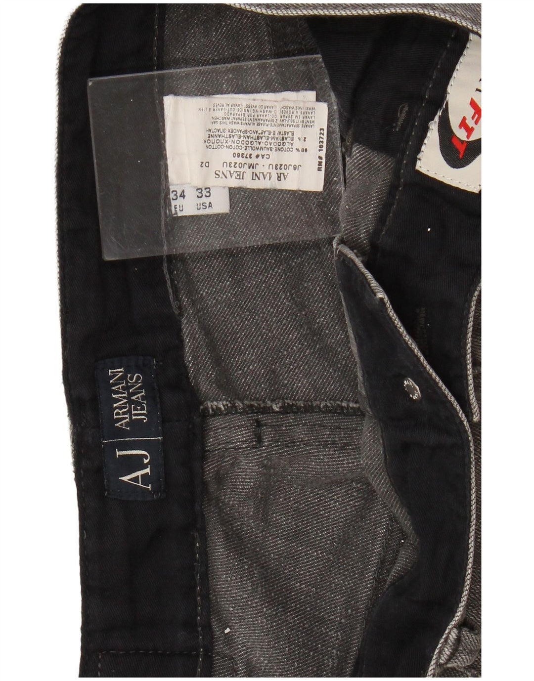 ARMANI Vaqueros rectos para hombre W33 L33 Algodón gris