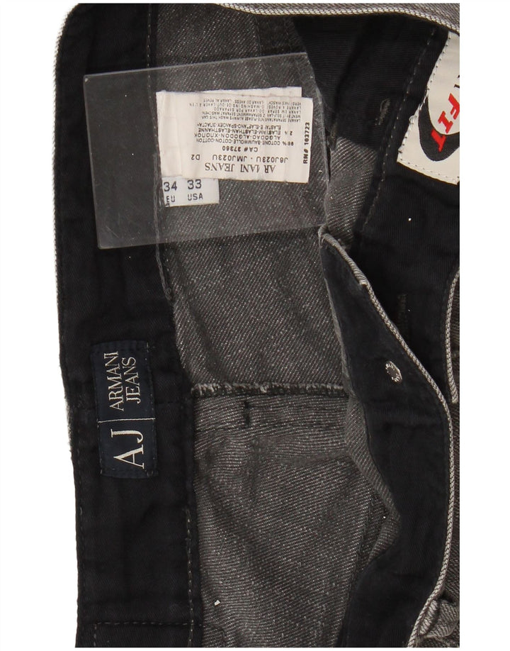ARMANI Vaqueros rectos para hombre W33 L33 Algodón gris