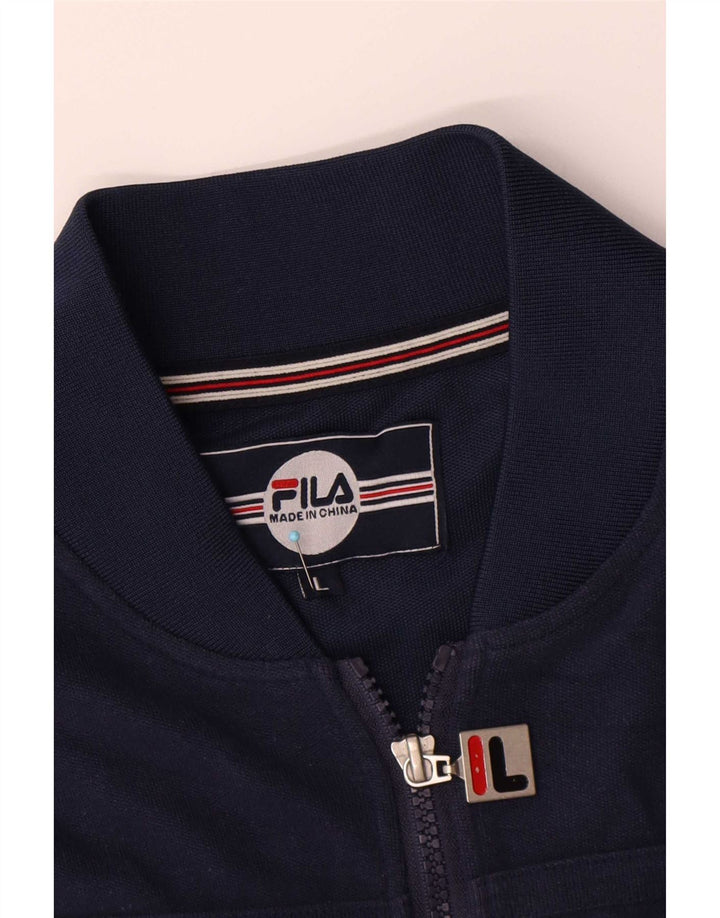 Fila Mens Chándal Top Chaqueta Grande Azul Marino Algodón