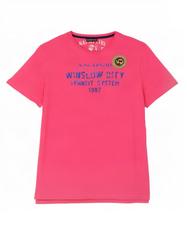 Napapijri - Camiseta gráfica para hombre, talla grande, color rosa