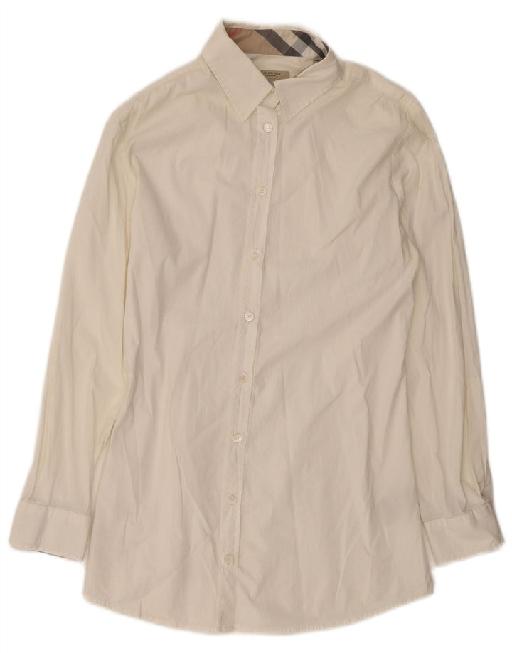 BURBERRY Camisa para mujer Reino Unido 16 Grande Algodón blanco roto