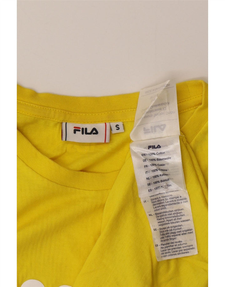 Fila - Camiseta gráfica para hombre, talla pequeña, algodón amarillo