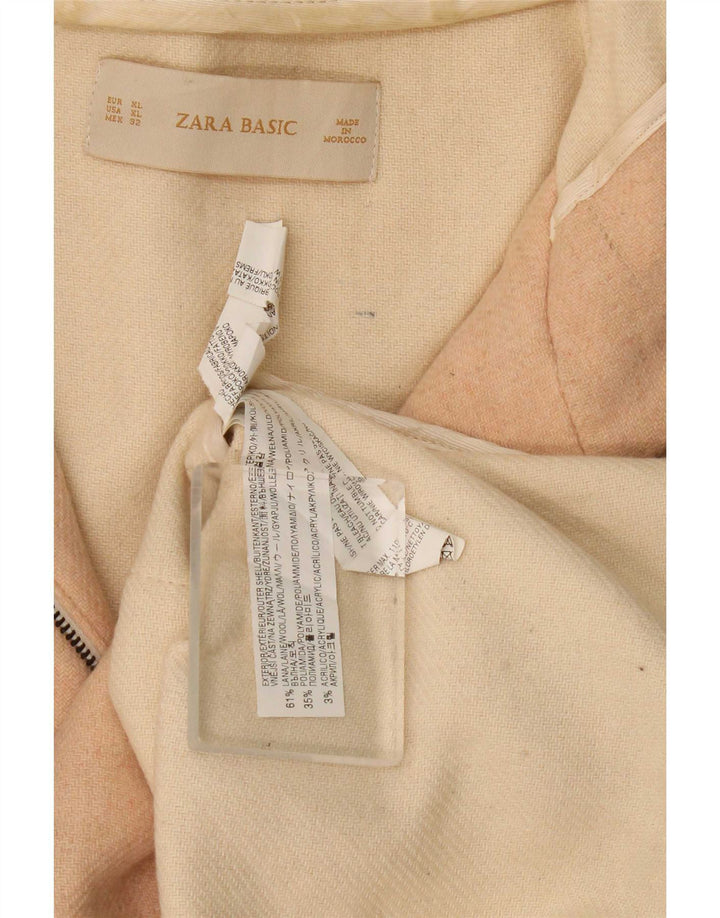 Zara Mujer Abrigo Con Capucha ES 40 XL Lana Beige
