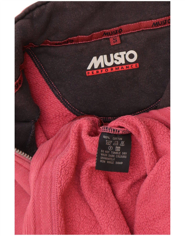 Musto Hombre Performance Zip Neck Sudadera Jumper Pequeño Algodón Rosa