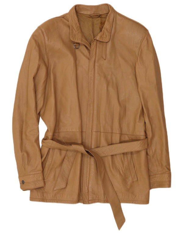 VINTAGE Chaqueta de cuero para mujer IT 46 Marrón grande