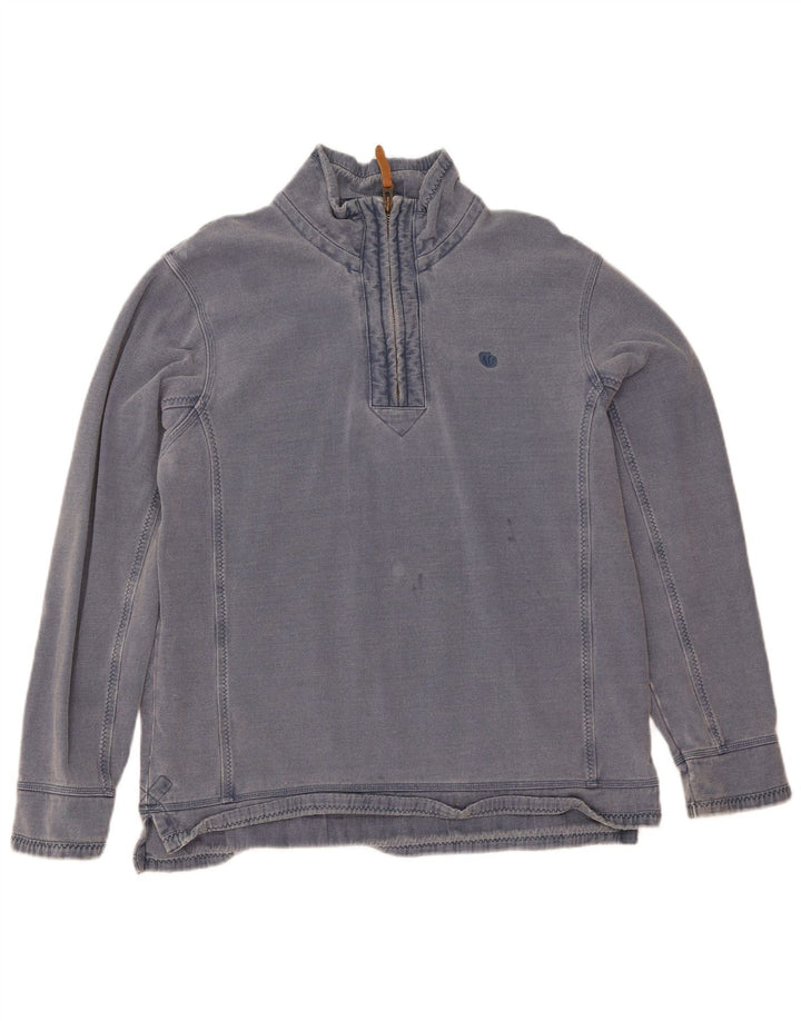 Sudadera con capucha y cuello con cremallera para hombre de Fat Face, jersey de algodón azul grande