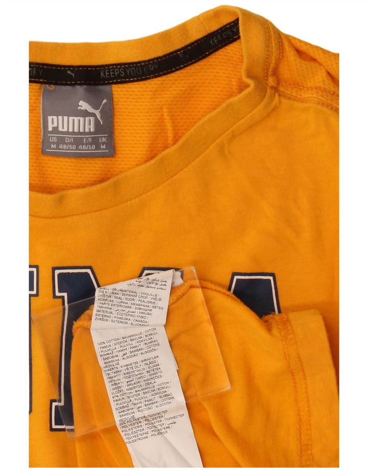 PUMA Camiseta gráfica para hombre Top de algodón amarillo medio