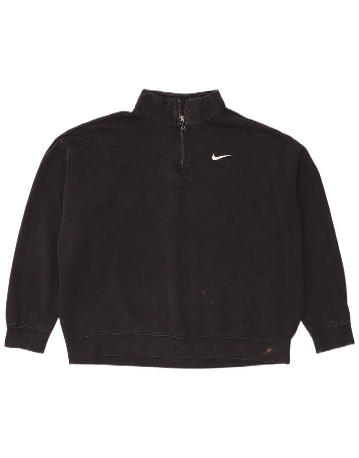 Nike Sudadera extragrande con cremallera de 1/4 para mujer UK 10 Small Black Cotton