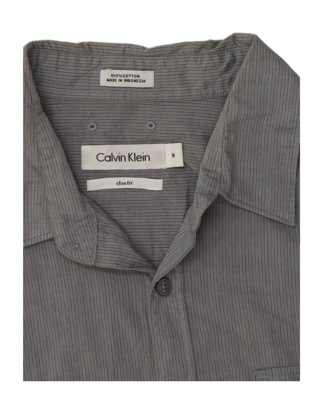 Camisa Calvin Klein Hombre Slim Fit Algodón A Rayas Gris Medio