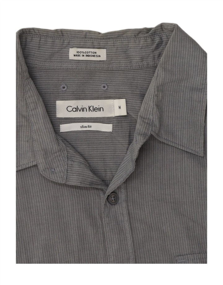 Camisa Calvin Klein Hombre Slim Fit Algodón A Rayas Gris Medio