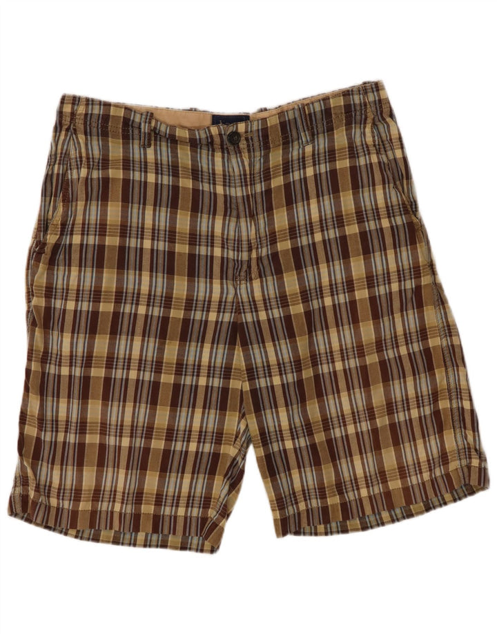 Pantalones cortos chinos Izod para hombre W36 Algodón a cuadros verdes grandes
