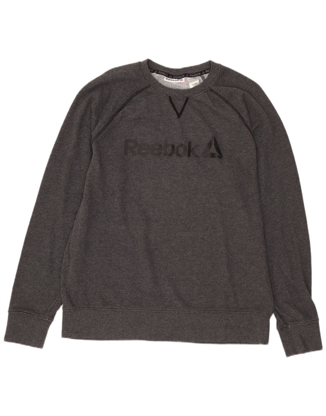 REEBOK Hombre Sudadera Gráfica Jumper Algodón Gris Medio