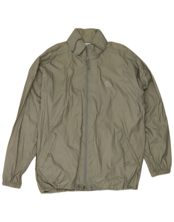 Adidas - Chaqueta impermeable con capucha para hombre, talla 42/44, poliamida verde grande