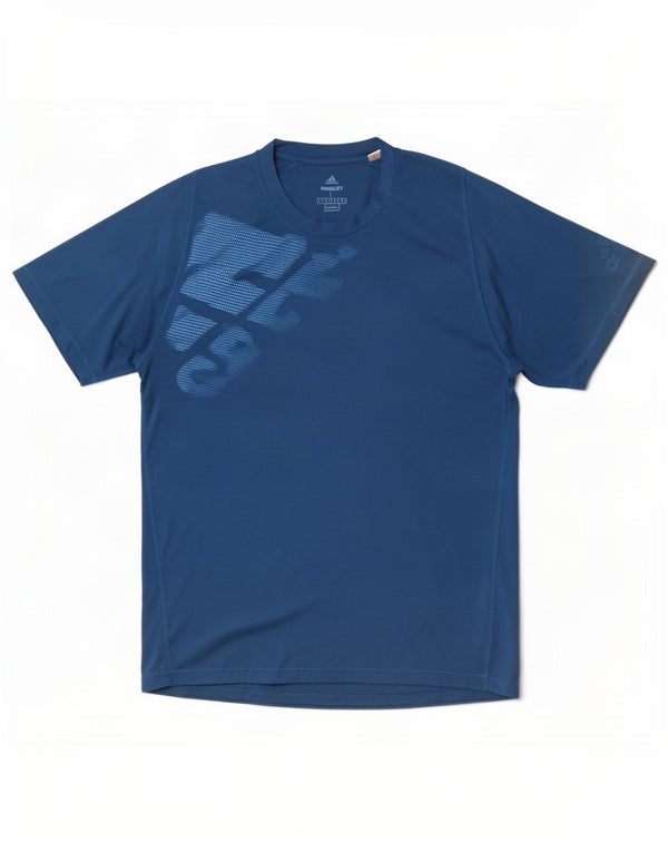 Adidas Mens Climalite Graphic Camiseta Top Grande Azul