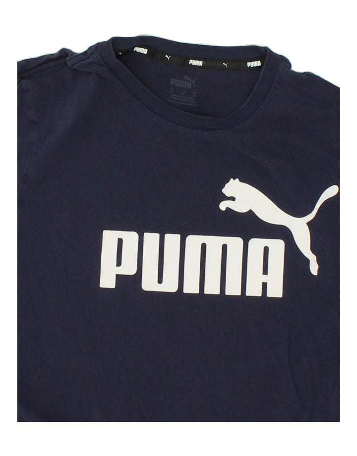 PUMA Mens Graphic T-Shirt Top Medium Navy Blue Cotton Vintage Puma and Second-Hand Puma from Messina Hembry 