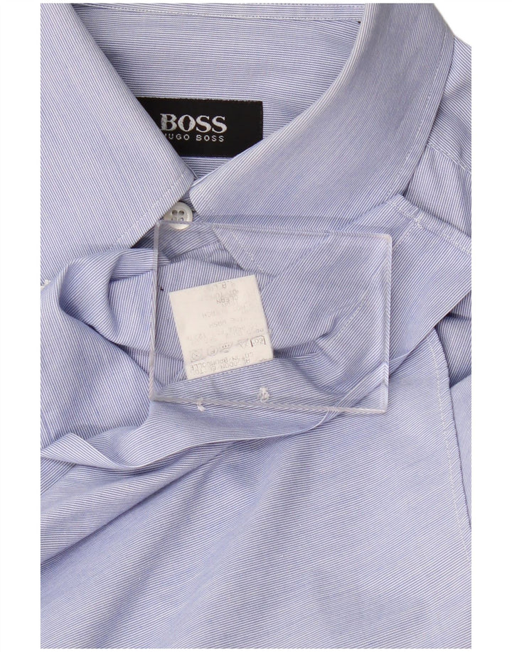 Camisa Hugo Boss Hombre Algodón Rayas Azul Medio