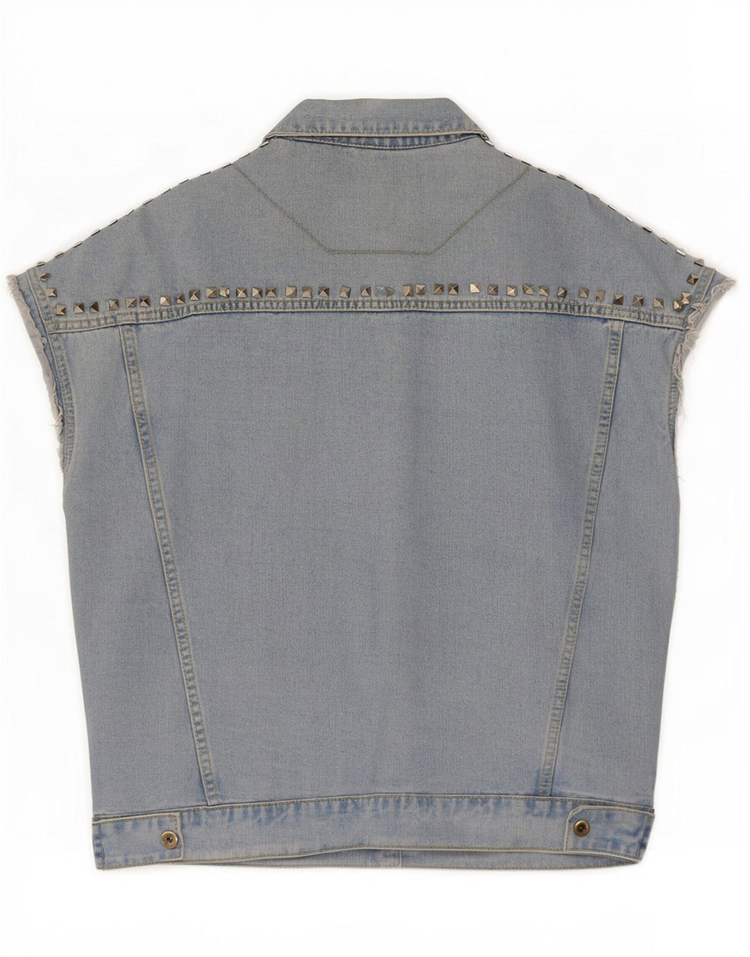 Vintage mujer manga corta chaqueta de mezclilla Reino Unido 16 azul grande