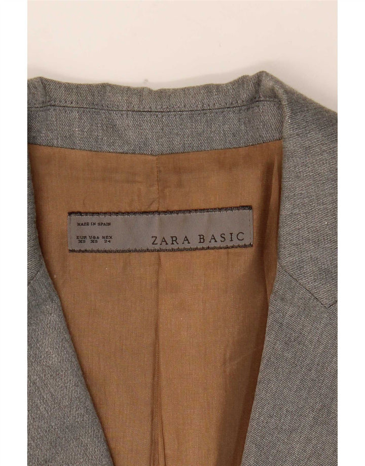 Zara Mujer Chaqueta Blazer De 1 Botón UK 6 XS Gris