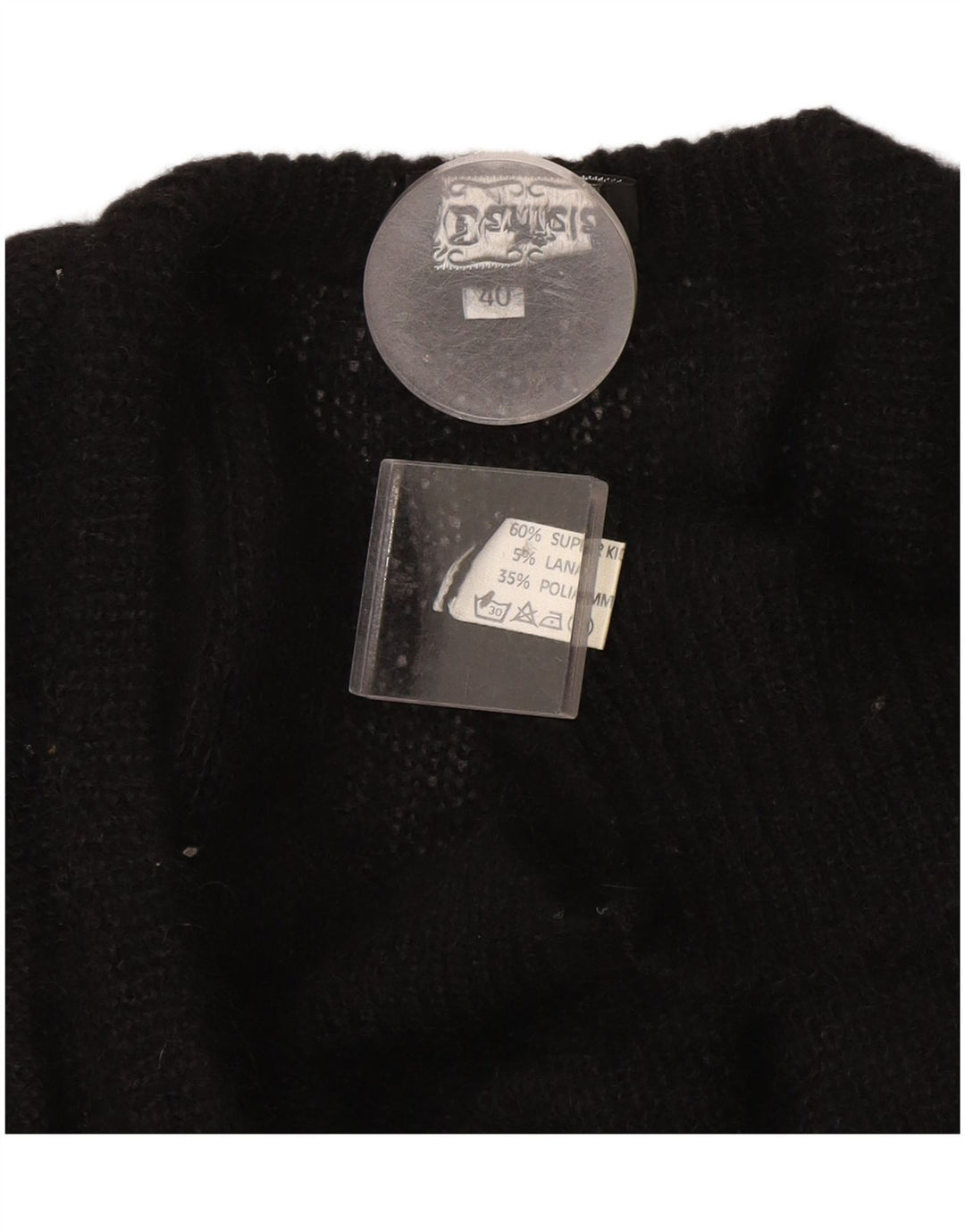Vintage mujer Cardigan suéter EU 40 Medio Negro Mohair