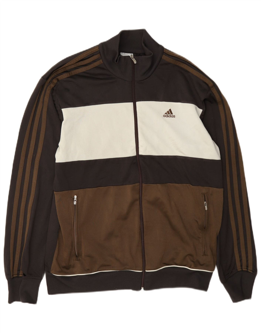 Adidas Hombre Chándal Top Jacket Marrón Medio Colorblock Poliéster