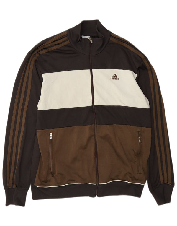 Adidas Hombre Chándal Top Jacket Marrón Medio Colorblock Poliéster