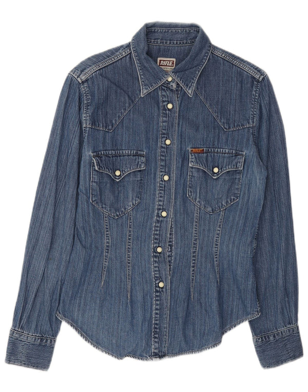 RIFLE Camisa vaquera para mujer UK 10 Small Blue Cotton