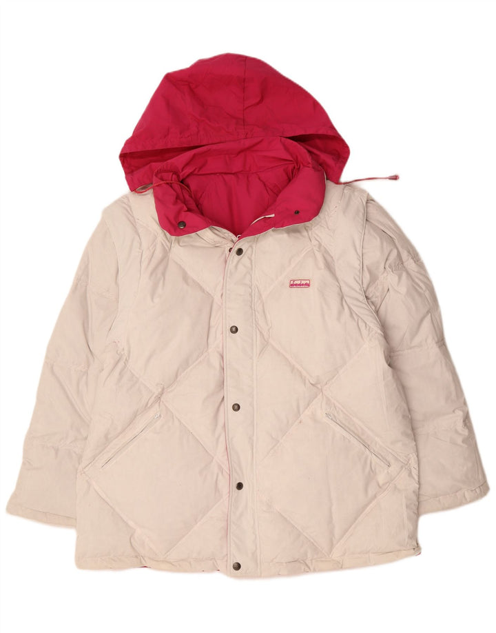 Diadora Chaqueta acolchada reversible con capucha para hombre, talla 40, poliéster rosa grande