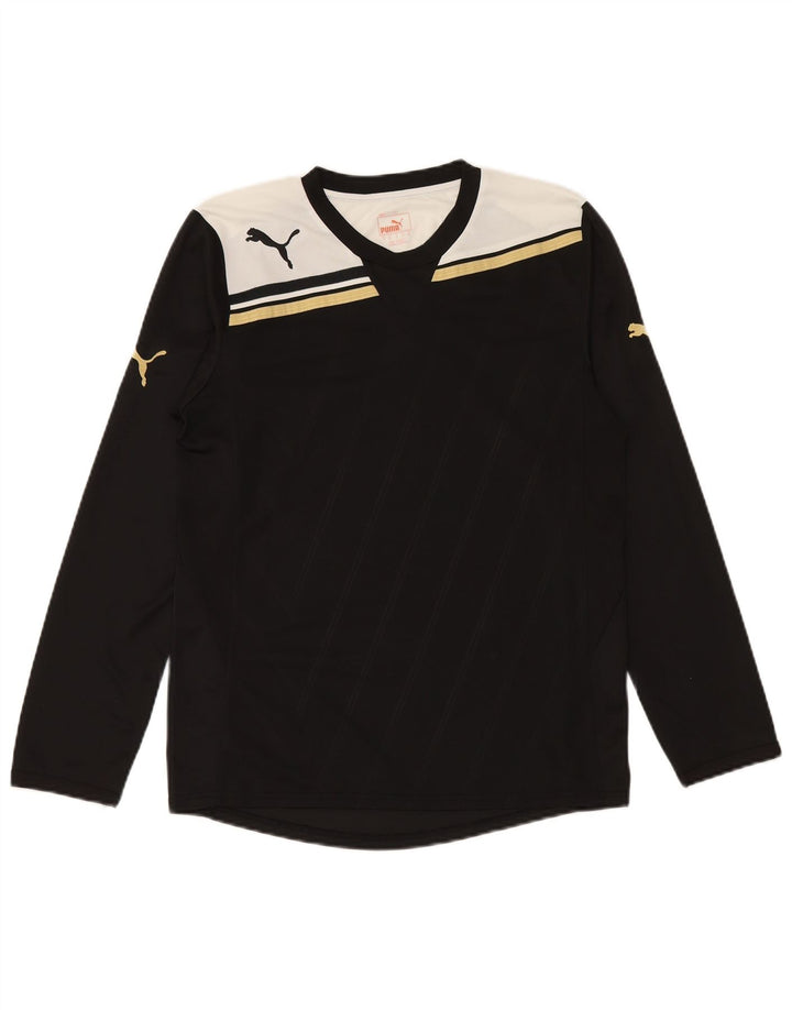 PUMA Top gráfico de manga larga con bloques de color negro pequeño para hombre