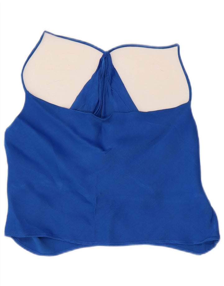 Zara Mujer Crop Halter Top UK 8 Small Viscosa Azul