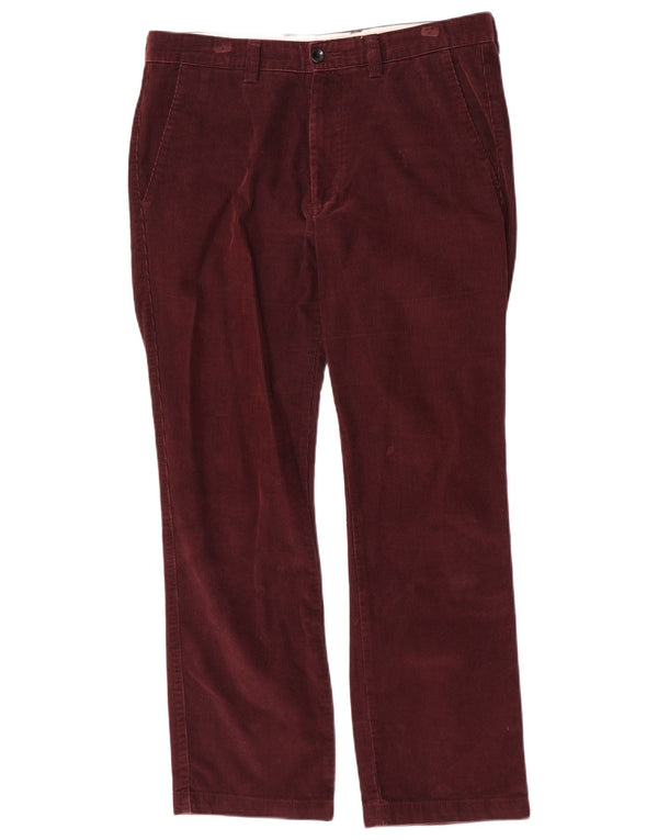 Dockers Pantalones rectos de pana para hombre W34 L29 Algodón burdeos