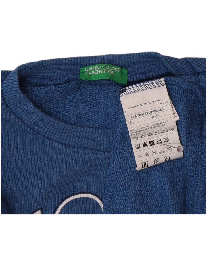 Benetton Sudadera Estampada para Niños 8-9 Años Grande Azul Algodón