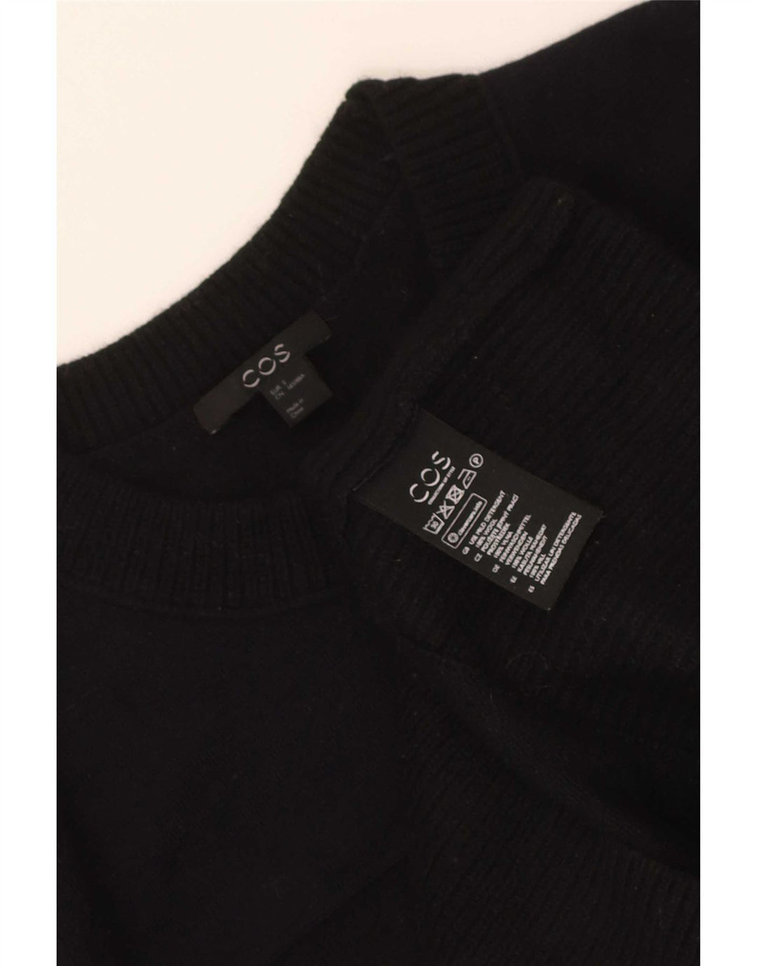 Cos Suéter de cuello redondo para mujer UK 10 Small Black Wool