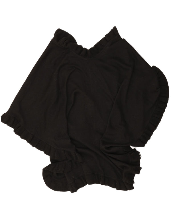Vintage mujer cabo cardigan suéter un tamaño negro floral merino lana